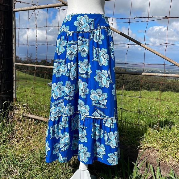 Anthropologie Maeve Alyssa MIDI Blue Floral Skirt 8 - Picture 8 of 16